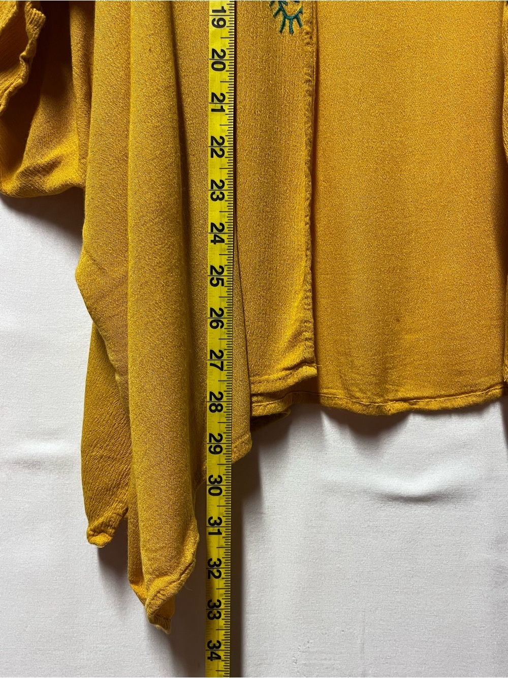 Umgee Mustard Yellow Floral Embroidered Kimono Cardigan M/L Oversized Boho Artsy - Picture 15 of 16